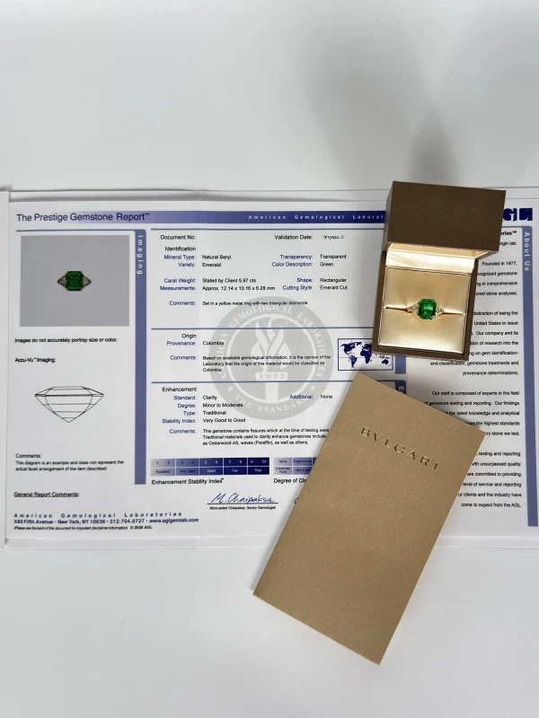 Bvlgari COLOMBIA EMERALD 5.97 CT GREEN RING (AGL) BVG5.97 7