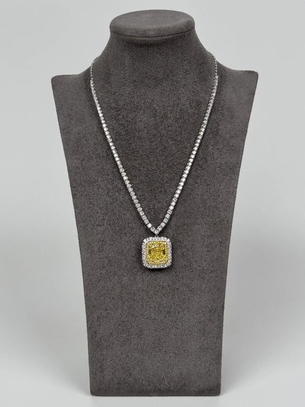 No name DIAMOND 11.12 CT FANCY VIVID YELLOW/VVS1 NECKLACE (GIA) NN11.12 2