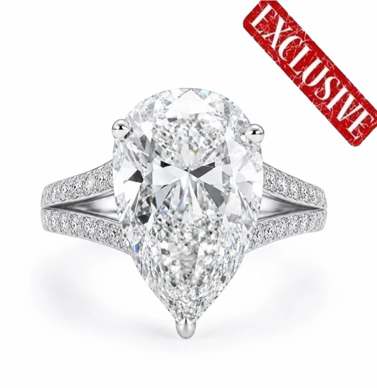 PEAR DIAMOND 6.02 CT F/INTERNALLY FLAWLESS RING (SIZE 51) GIA EXEX