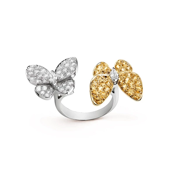TWO BUTTERFLY BETWEEN THE FINGER RING