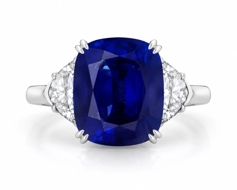 CUSHION SAPPHIRE 7.23 CT "ROYAL BLUE" RING, SRI LANKA (SIZE 53) AIGS