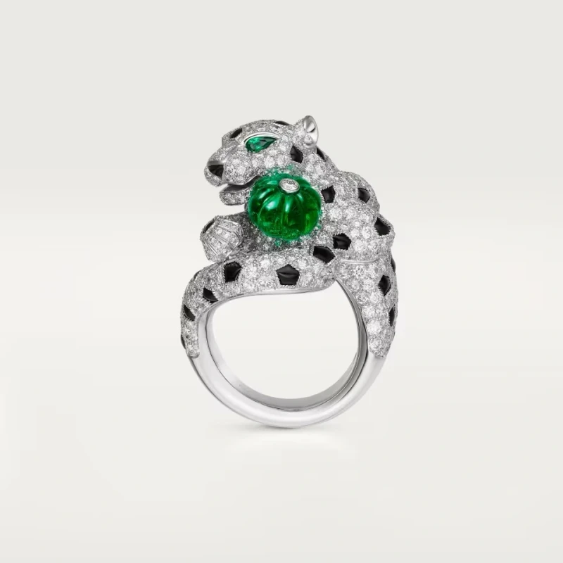 Cartier PANTHÈRE DE CARTIER RING, MELON-CUT EMERALD, PAVED (SIZE 55) H4384255 5