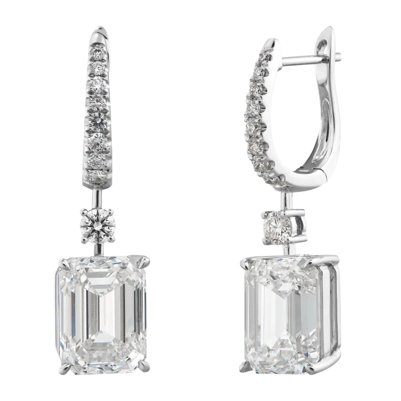 EMERALD DIAMOND 2.01-2.17 D-E/VVS2 EARRING (GIA)