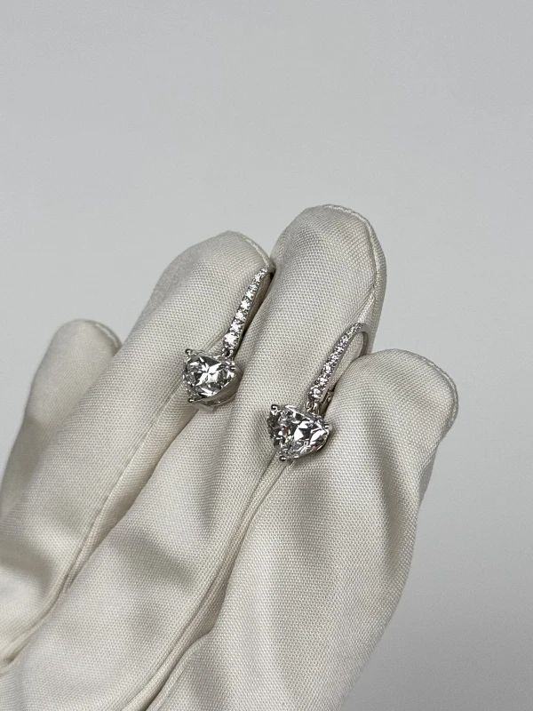 СЕРЬГИ NO NAME HEART DIAMOND 2.02 - 2.01 CT D/VVS2-VS1 EARRINGS (GIA) 2.02-2.01d 3