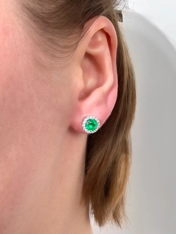 DeRosa EMERALD EARRINGS 2.70 / 2.48 CT VIVID TO INTENSE GREEN E860287 3