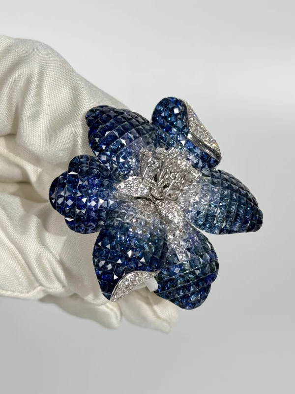 Yvel БРОШЬ-ТРАСНФОРМЕР, САПФИРЫ, БРИЛЛИАНТЫ BR-1095-SA-W 3