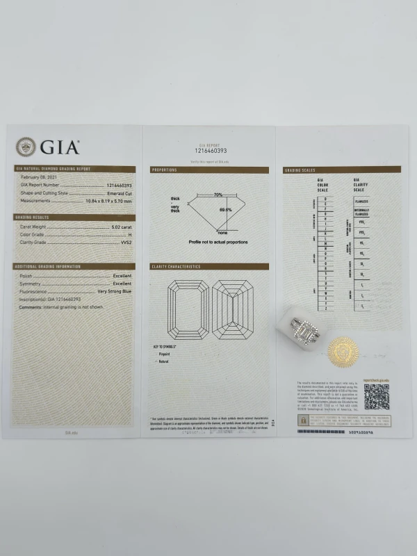 СЕРЬГИ NO NAME DIAMOND RING 5.02 CT H/VVS2 (GIA) 5.02 ct H/VVS2 5