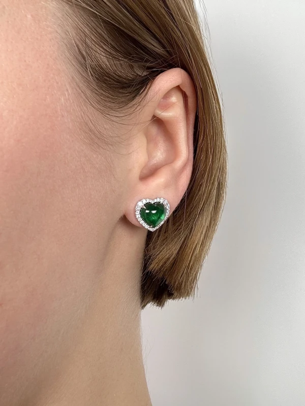 DeRosa EMERALD HEART 5.93 CT VIVID GREEN EARRINGS E131216041 2