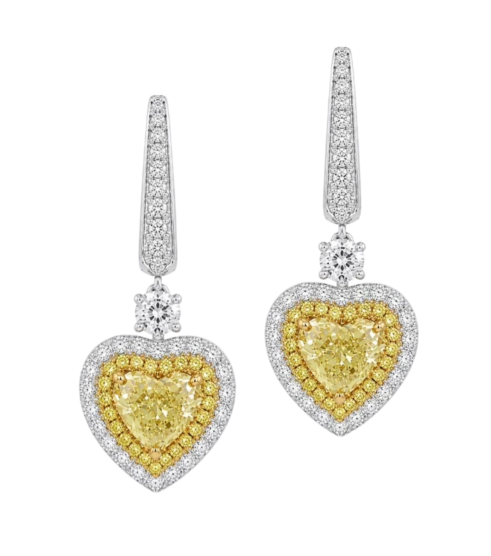 HEART DIAMOND 1.01-1.01 CT FANCY LIGHT YELLOW/VVS2 EARRINGS (GIA)