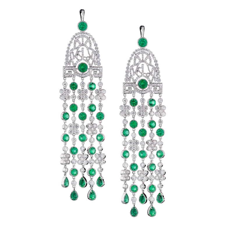 DIAMOND 8.78 CT & EMERALD 15.7 CT EARRINGS