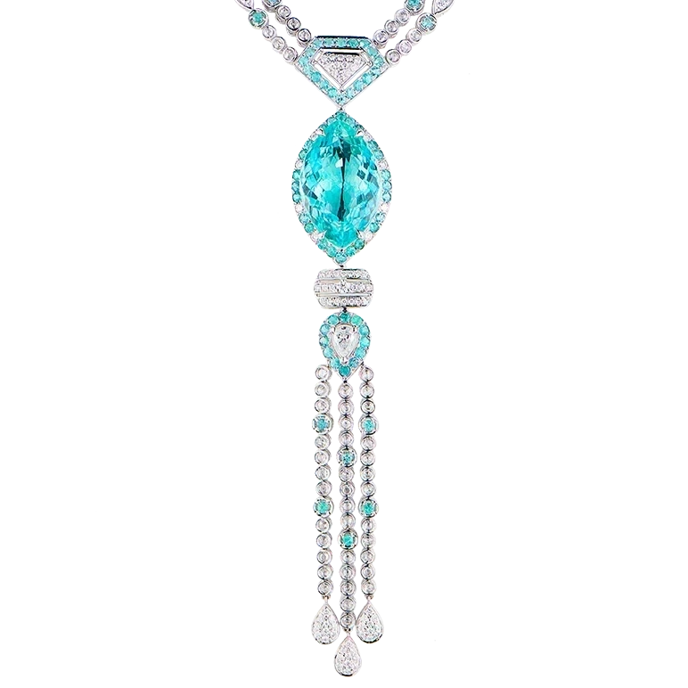 No name PARAIBA TOURMALINE 11.08 CT NEON GREENISH BLUE NECKLACE (AIGS) PARAIBA 11.08 CT 2