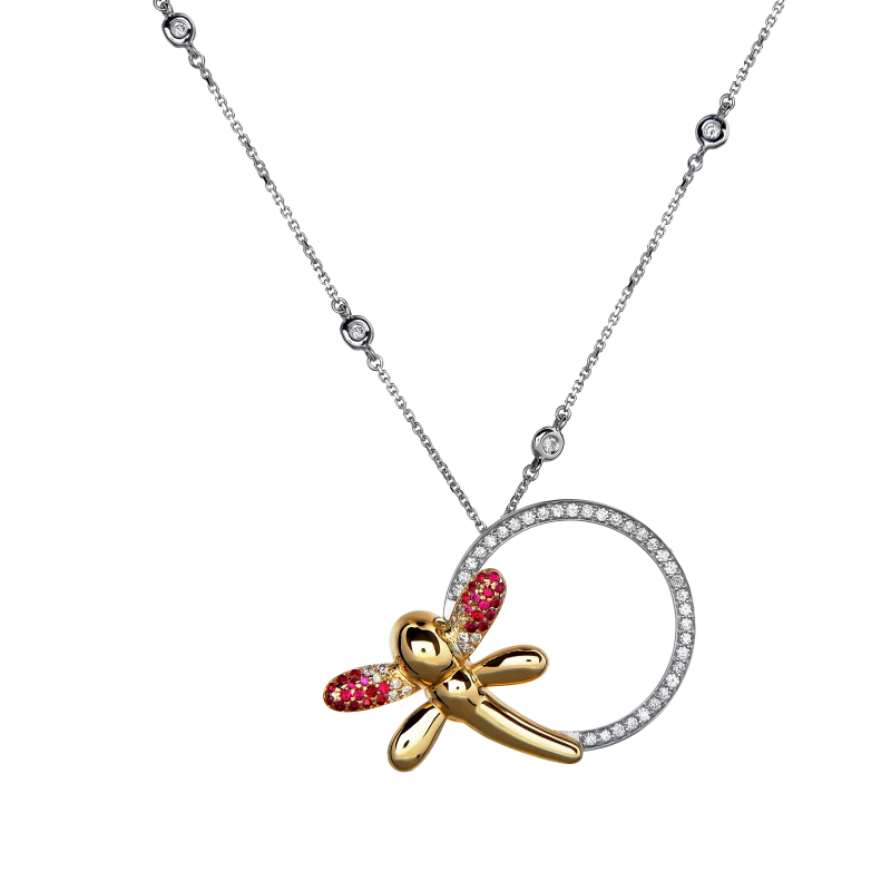 DIAMOND&RUBY DRAGONFLY PENDANT