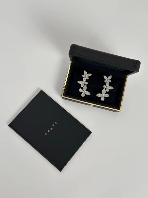 Graff Triple Pavé Butterfly Diamond Drop Earrings RGE836 6