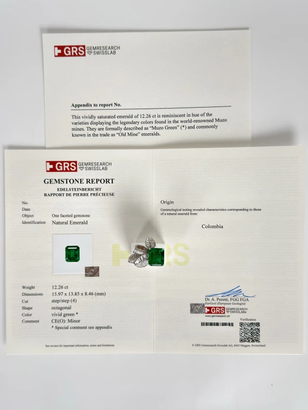 DeRosa COLOMBIA EMERALD 12.26 - 2.90 - 3.45 CT MUZO GREEN SET (GRS) R150140/E501702 4