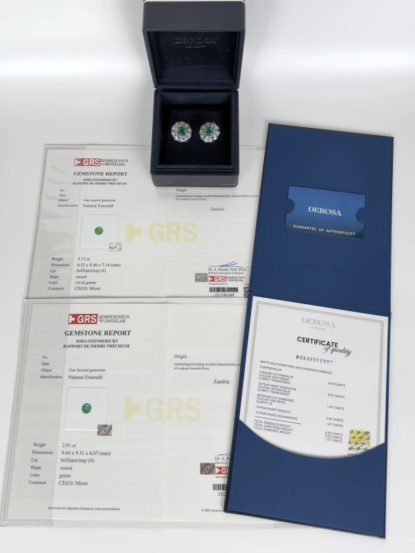 DeRosa Emerald earring 3.73-2.91 ct Zambia E148816935 5