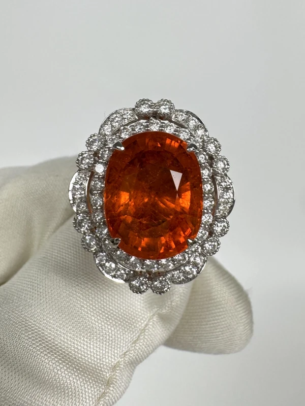 Earrings without a brand NATURALE SPESSARTITE GARNET 10.58 CT RING (SIZE 53) NN10.58CT 2