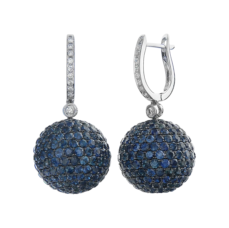 SAPPHIRE 4.09 CT & DIAMONDS 0.69 CT EARRINGS