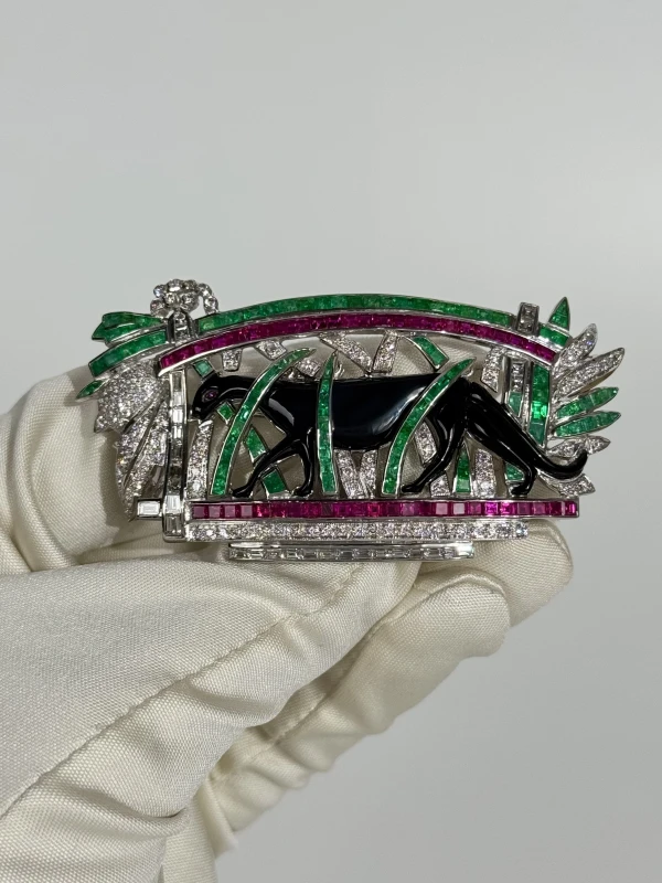 Earrings without a brand Art Deco Panthere Brooch NN2910 3