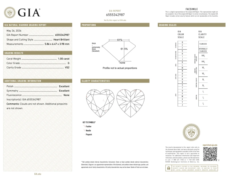 Earrings without a brand HEART DIAMOND 1.00-1.02 CT G/VS2 EARRINGS (GIA) NN1.00-1.02CT G/VS2 4