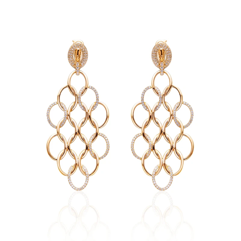 OLYMPIC EARRINGS, YELLOW GOLD, DIAMONDS 1.66 CT H/VS