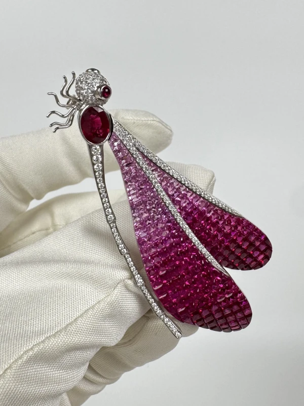 Earrings without a brand RUBY & PINK SAPPHIRE BROOCH NNBROOCH 3