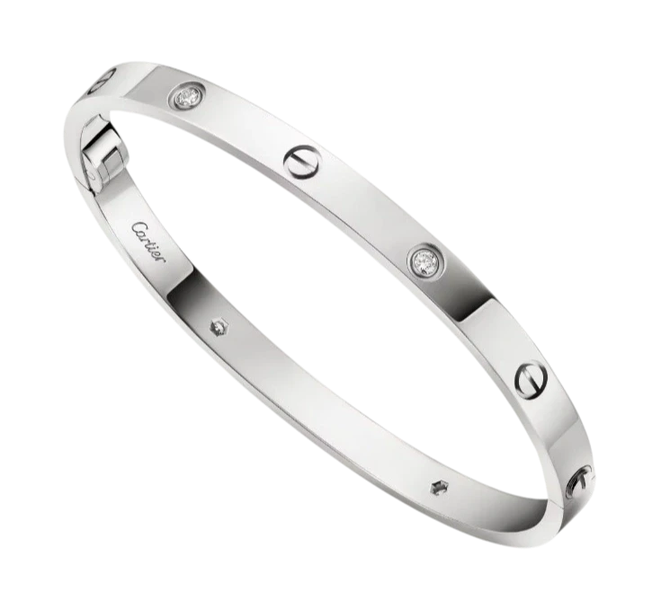 LOVE BRACELET, MEDIUM MODEL, 4 DIAMONDS (SIZE 16)