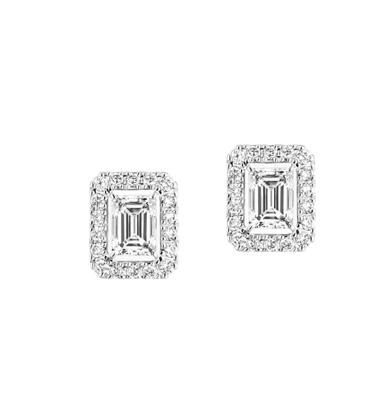 Joy emerald-cut diamond earrings, small