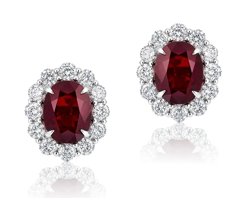 MOZAMBIQUE RUBY 5.08 - 5.02 CT PIGEON BLOOD EARRINGS (GRS)