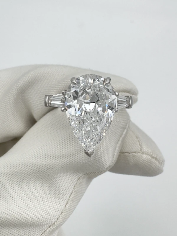 Earrings without a brand PEARSHAPE 4.06 CT D/IF DIAMOND RING (SIZE 53) nn4.06ct 3