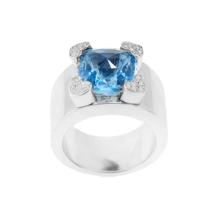BLUE TOPAZ & DIAMOND RING
