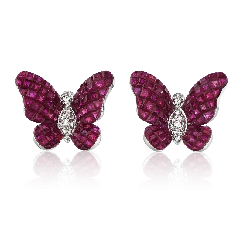 Butterflay Ruby and Diamond Earrings