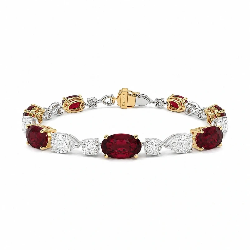 OVAL RUBY 17.06 CT "PIGEONS BLOOD" & DIAMONDS 6.08 CT BRACELET (GRS/GIA)