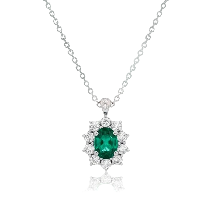 CRIVELLI Колье с изумрудом 0.74Ct и бриллиантами 0.44Ct 024-C2064 1