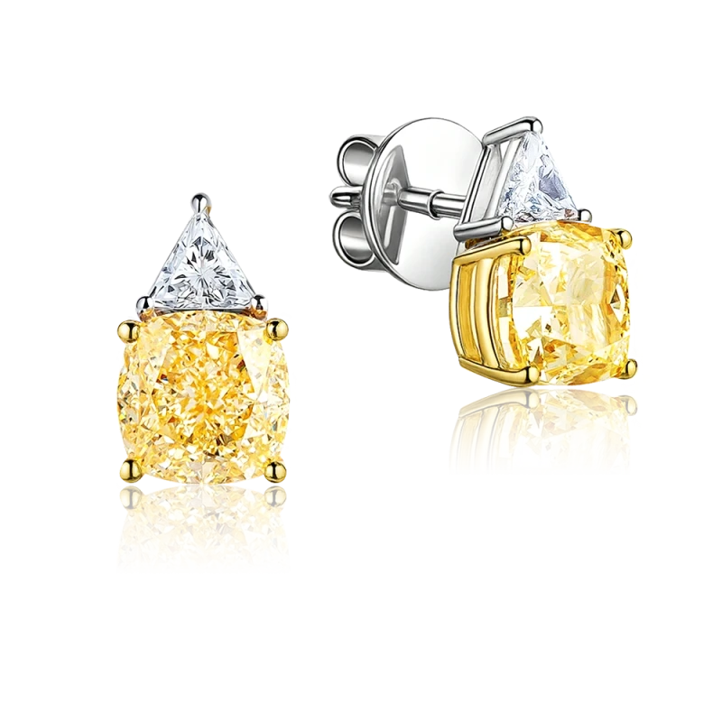 Earrings without a brand CUSHION DIAMOND 2.51-2.52 CT FANCY LIGHT YELLOW /FLAWLESS EARRING (GIA) nn2.51-2.52ct FLY/FL 1
