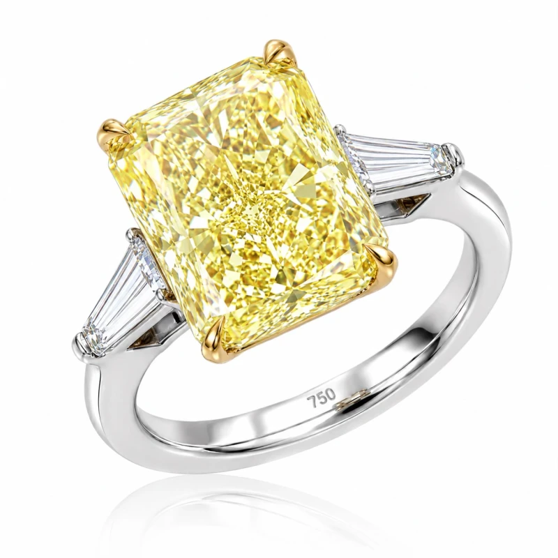 RADIANT DIAMOND 8.05 CT FANCY YELLOW/VS1 RING (SIZE 50) GIA