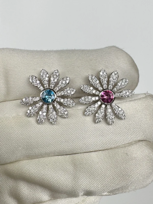 Jacob & Co Jacob & Co. X PEACEMINUSONE Pink/Blue Topaz And Pavé Earrings ER-GG-BPT 5