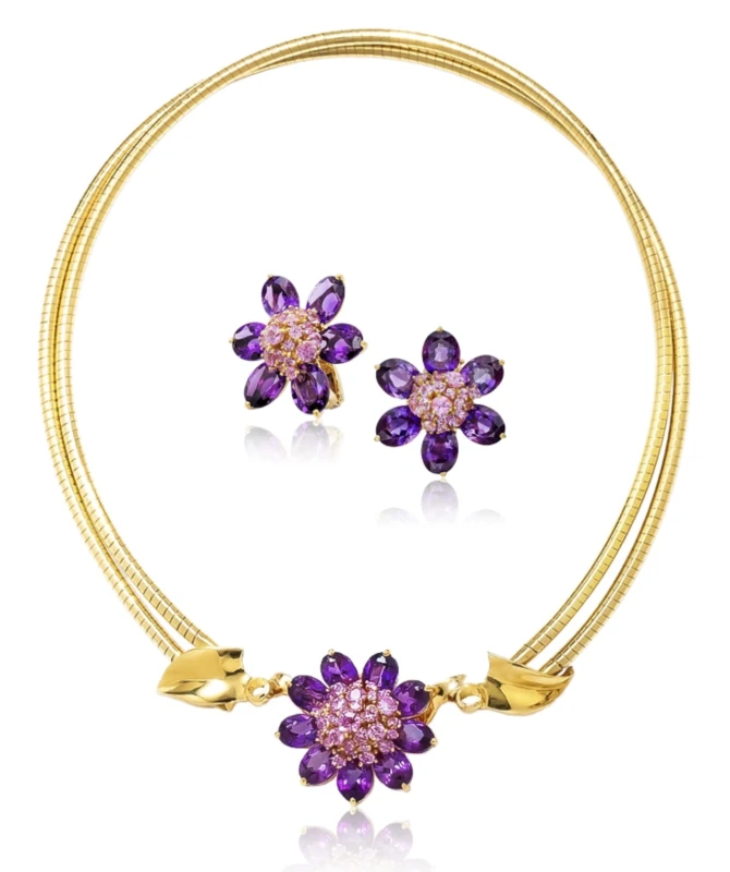 Van Cleef & Arpels PINK SAPPHIRE AND AMETHYST "HAWAII" TRANSFORMER SET VCA.H 3