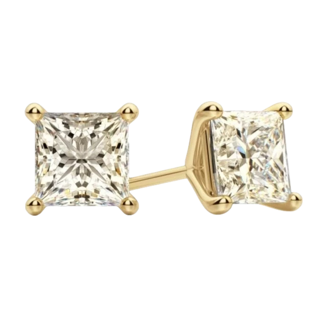 PRINCESS DIAMOND 1.03 CT N/SI1 - 1.00 M/VS2 EARRINGS