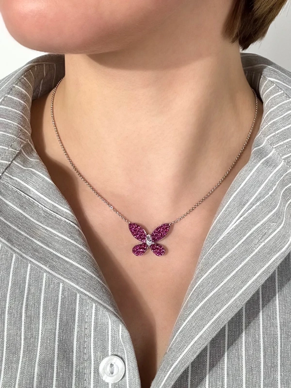 GRAFF PAVE BUTTERFLY, RUBIES, WHITE GOLD, LARGE MODEL GP155 2