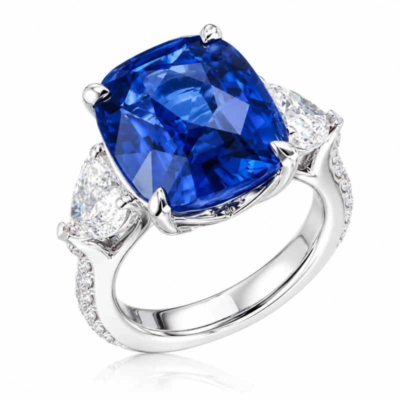 SAPPHIRE 15.59 CT ROYAL BLUE & DIAMOND EARRINGS (GRS)