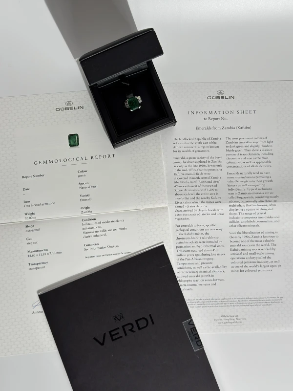 Verdi Jewellery КОЛЬЦО С ИЗУМРУДОМ 10.00 CT И БРИЛЛИАНТАМИ 1.76 CT E/VVS 10.00 ct 5