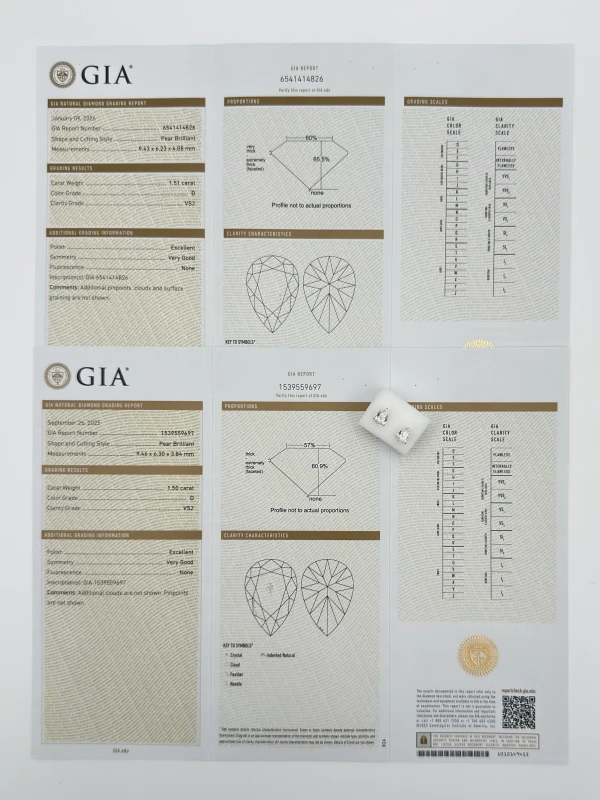 No name DIAMOND PEAR-SHAPED STUDS 1.50 - 1.51  CT D/VS2 (GIA) NN1.50-1.51D/VS2 4