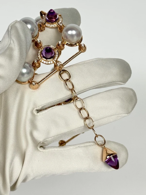 Jacob & Co БРАСЛЕТ С ЖЕМЧУГОМ, АМЕТИСТАМИ И БРИЛЛИАНТАМИ J&CO 3