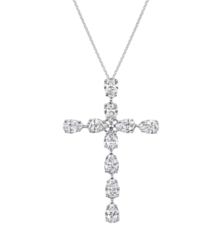 SYMBOLS PEAR 1.90 CT  DIAMONDS CROSS PENDANT