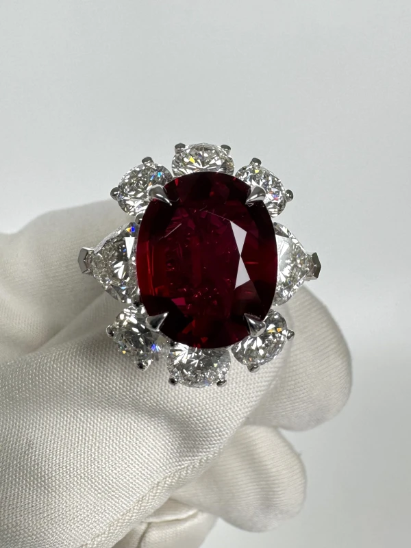 No name MOZAMBIQUE RUBY 7.02 CT "VIVID RED" RING (SIZE 52) GRS RUBY 7.02 CT 6