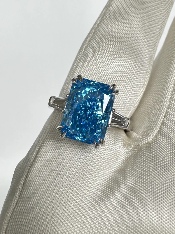 No name RADIANT DIAMOND 5.11 CT FANCY VIVID BLUE*/VVS1 RING (SIZE 52) GIA EXEX nn5.11ct FVB/VVS1 6