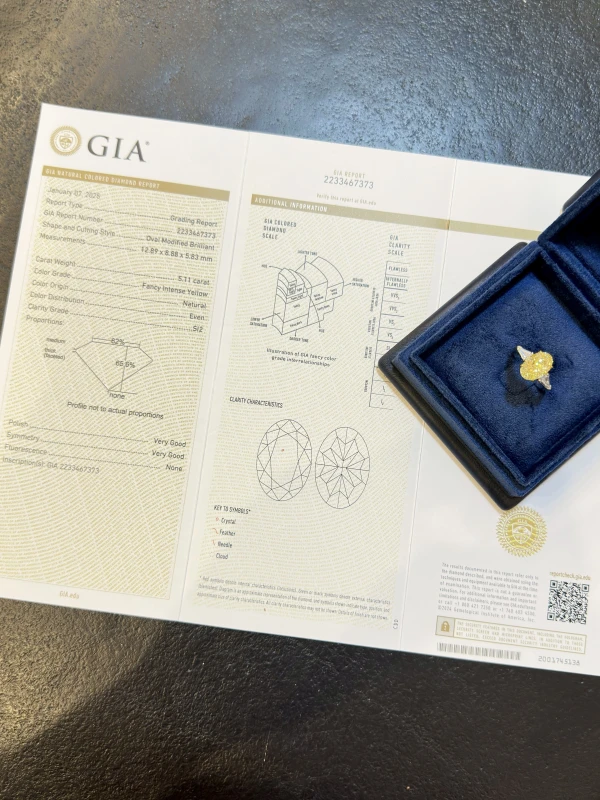 СЕРЬГИ NO NAME OVAL DIAMOND 5.11 CT FANCY INTENSE YELLOW/SI2 (GIA) NN5.11 6