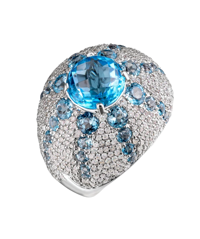 TOPAZ AND DIAMOND RING (SIZE 54)