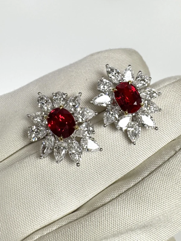 Earrings without a brand OVAL RUBY 1.27-1.61 CT VIVID RED EARRING (GRS) NN1.27-1.61 CT 5