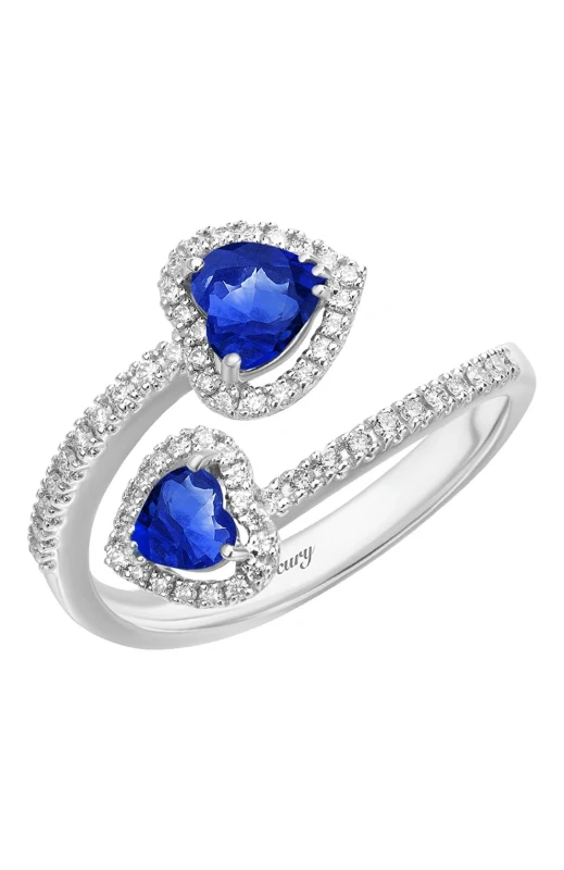Heart Sapphires and Diamonds Ring (SIZE 54)